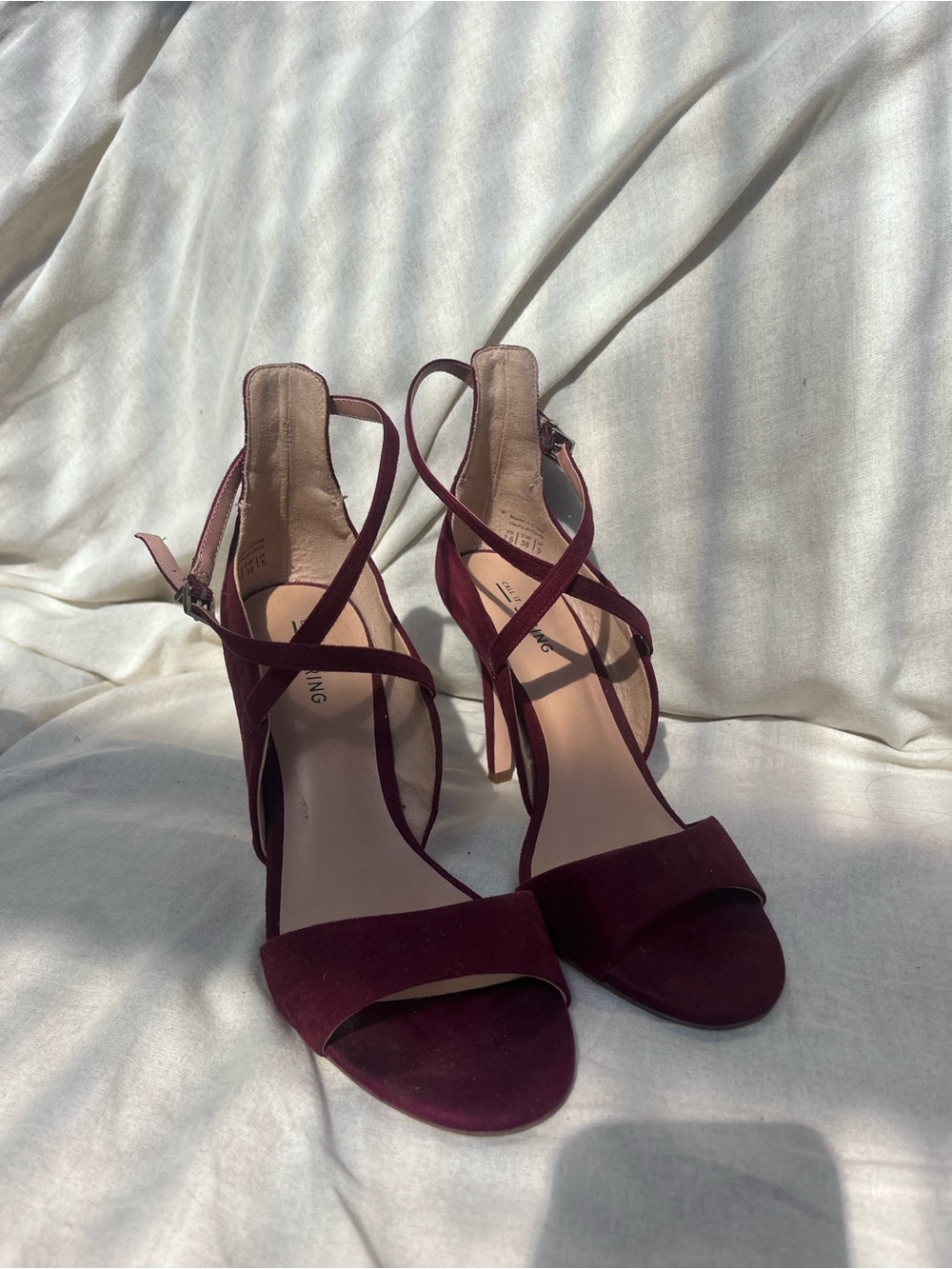 Call It Spring Burgundy Strappy High Heels